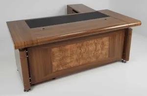 Light Oak Executive Office Desk with Pedestal and Return - 1861