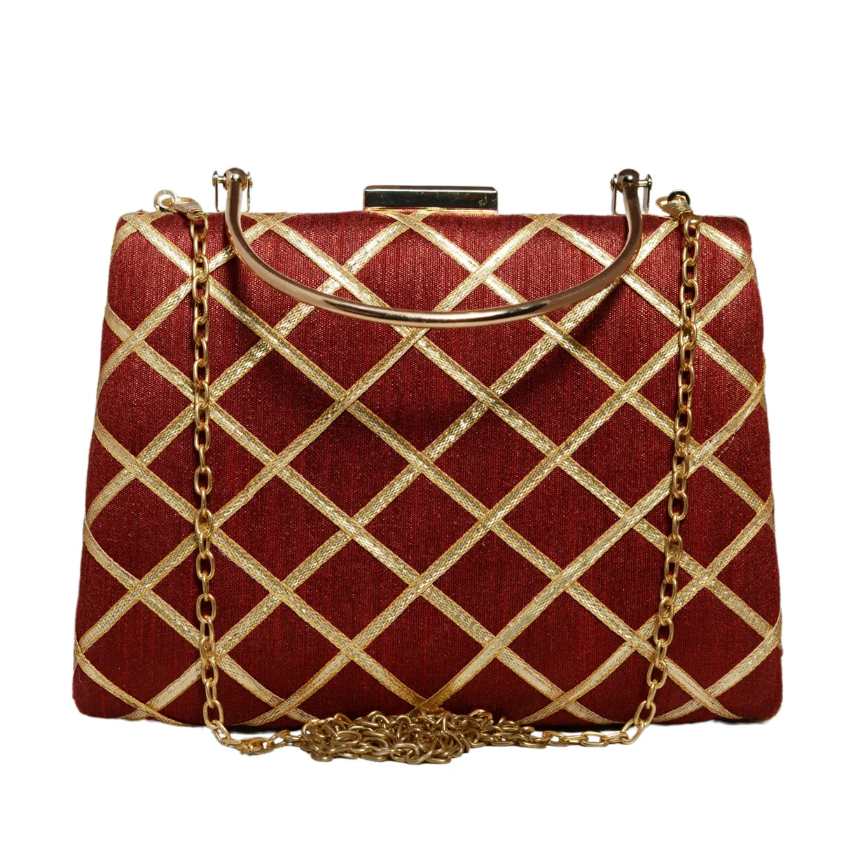 Maroon Gota Patti Fabric Clutch