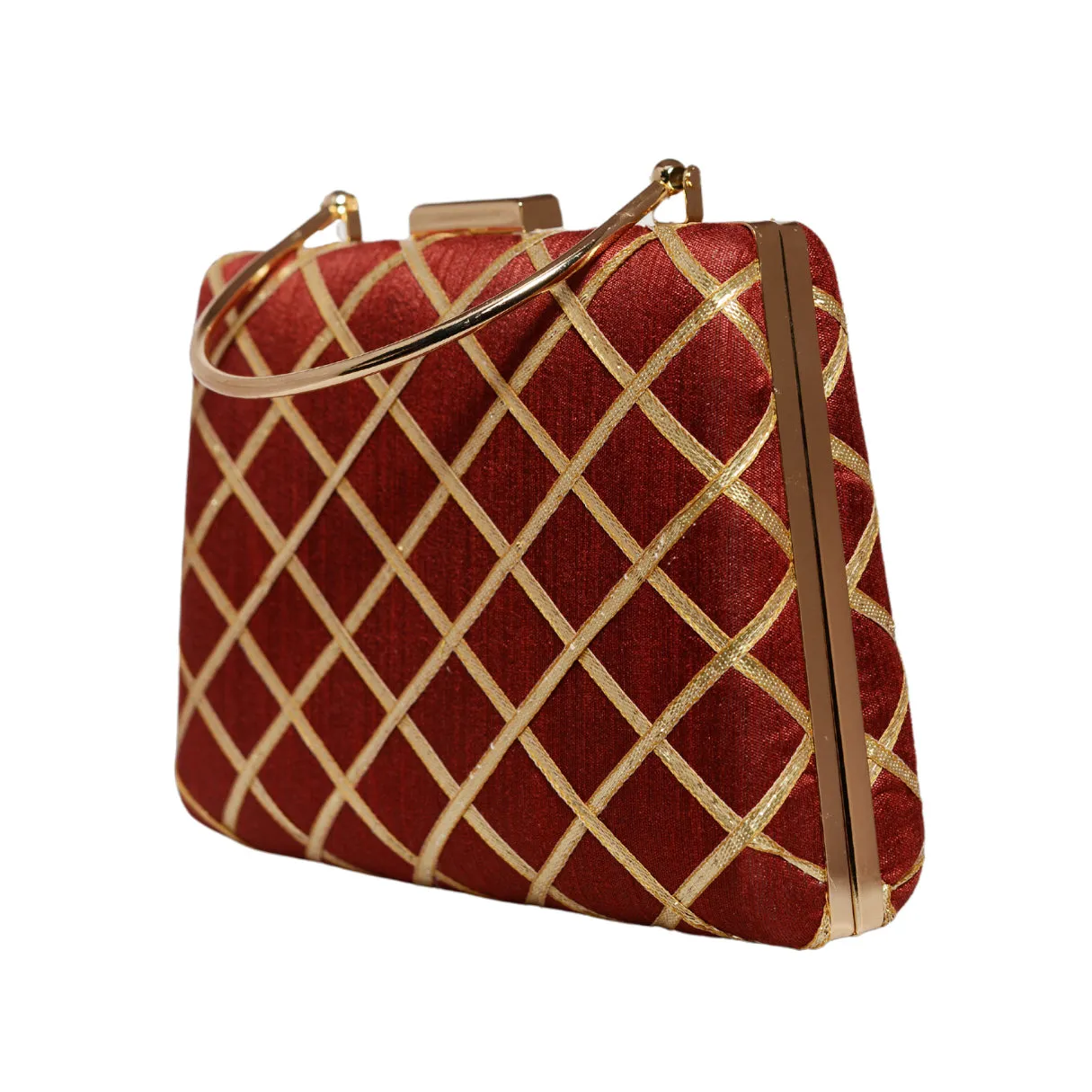 Maroon Gota Patti Fabric Clutch