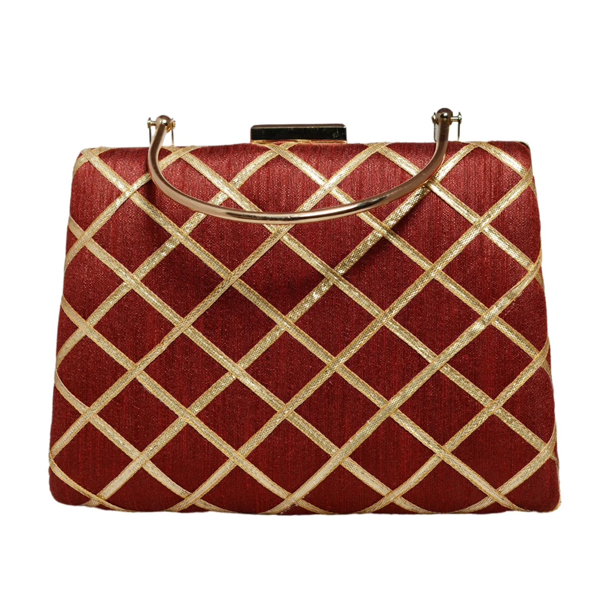 Maroon Gota Patti Fabric Clutch
