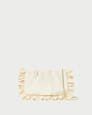 Mavis Vanilla Moiré Ruffle Clutch