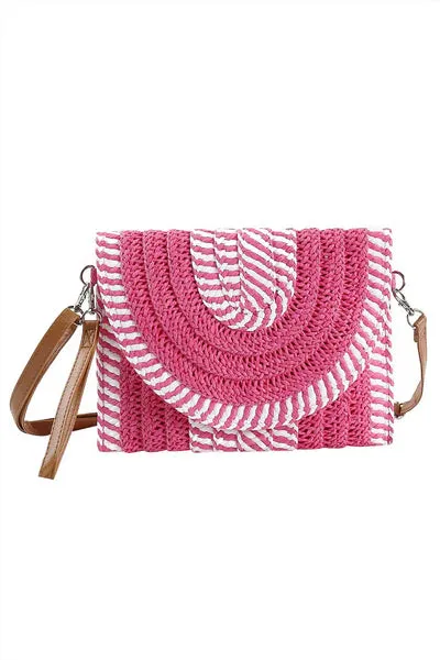 Mixed Stripe Straw Crossbody