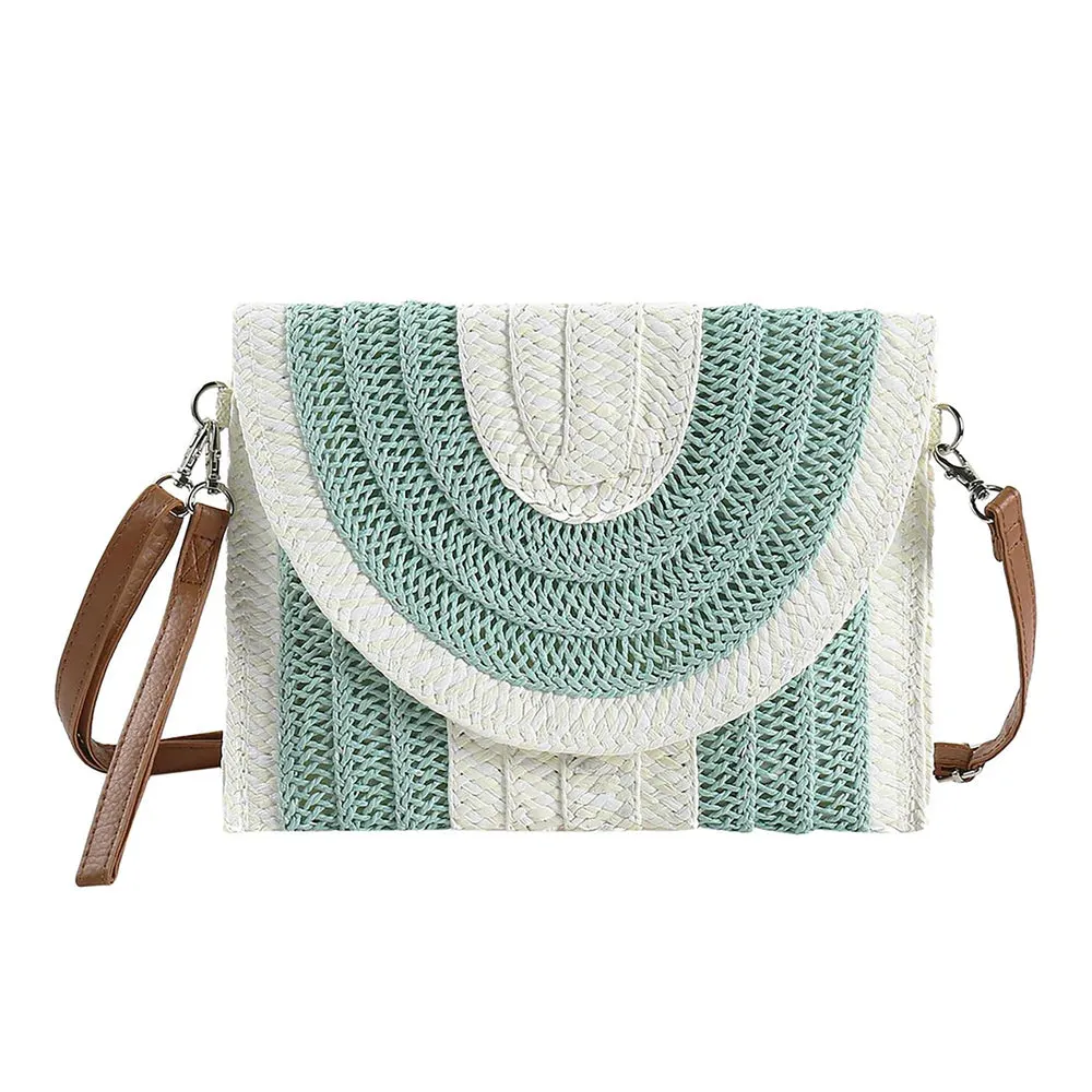 Mixed Stripe Straw Crossbody