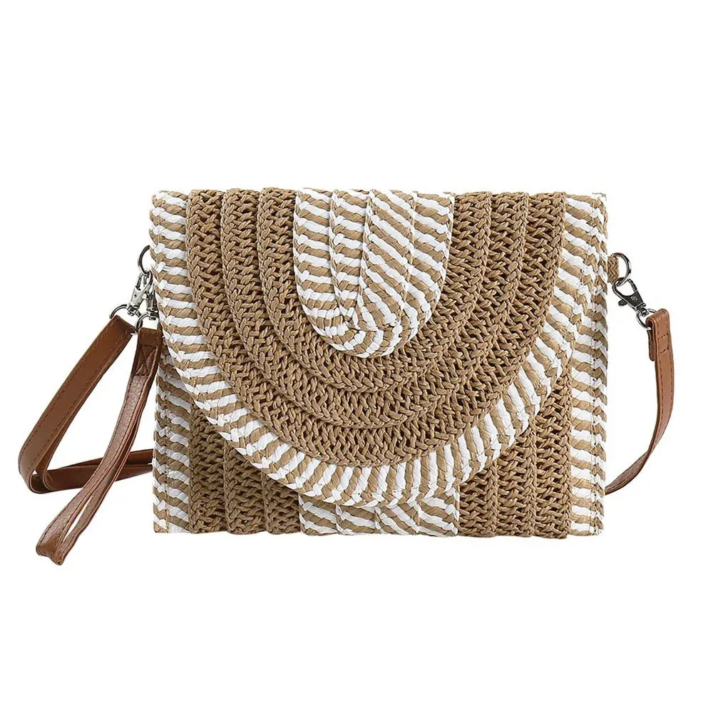 Mixed Stripe Straw Crossbody