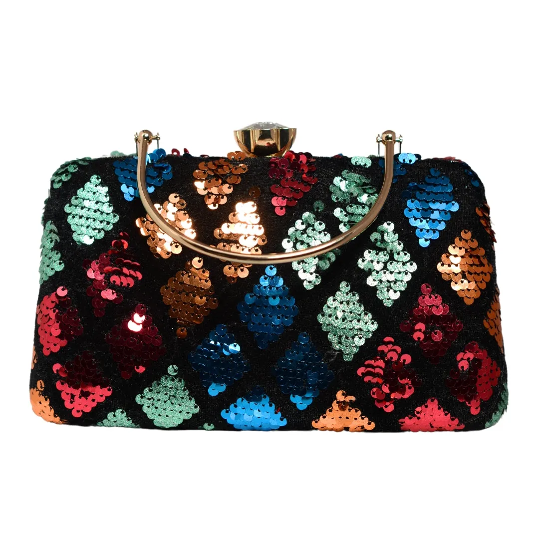 Multicoloured Embroidered Party Clutch