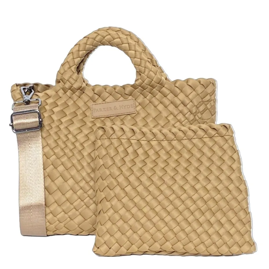PARKER & HYDE Mini Woven tote bag-Camel