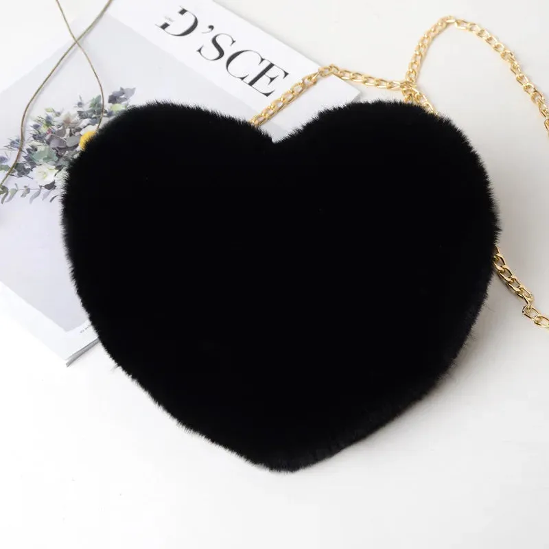 Plush Cross-Body/Shoulder Bag With Detachable Chain