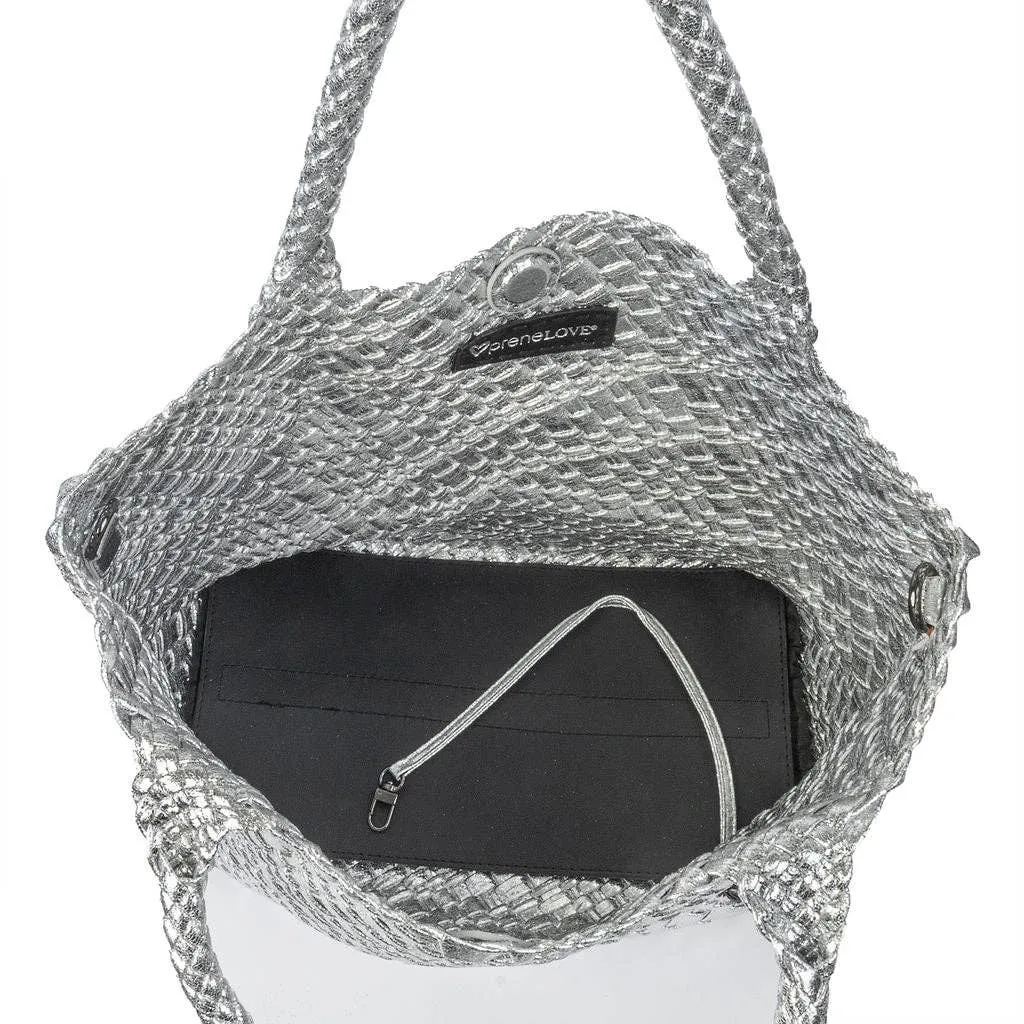 PRE London Woven Large Tote - Silver
