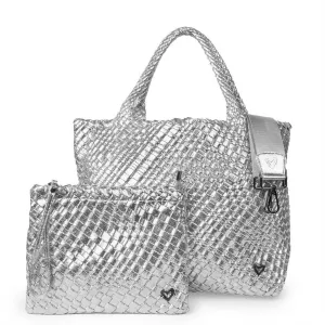 PRE London Woven Large Tote - Silver