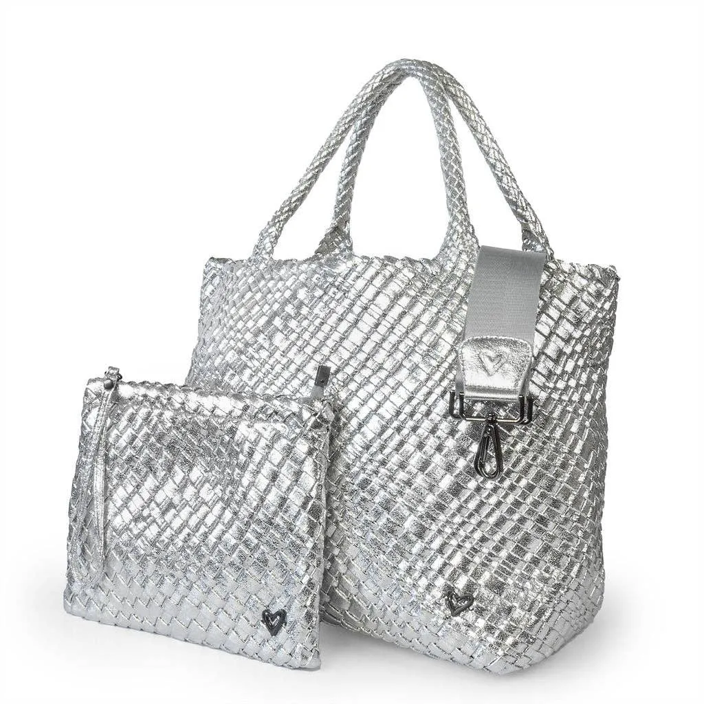 PRE London Woven Large Tote - Silver