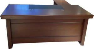 Real Walnut Veneer Executive Office Desk With Pedestal & Return - K5L161-1600mm