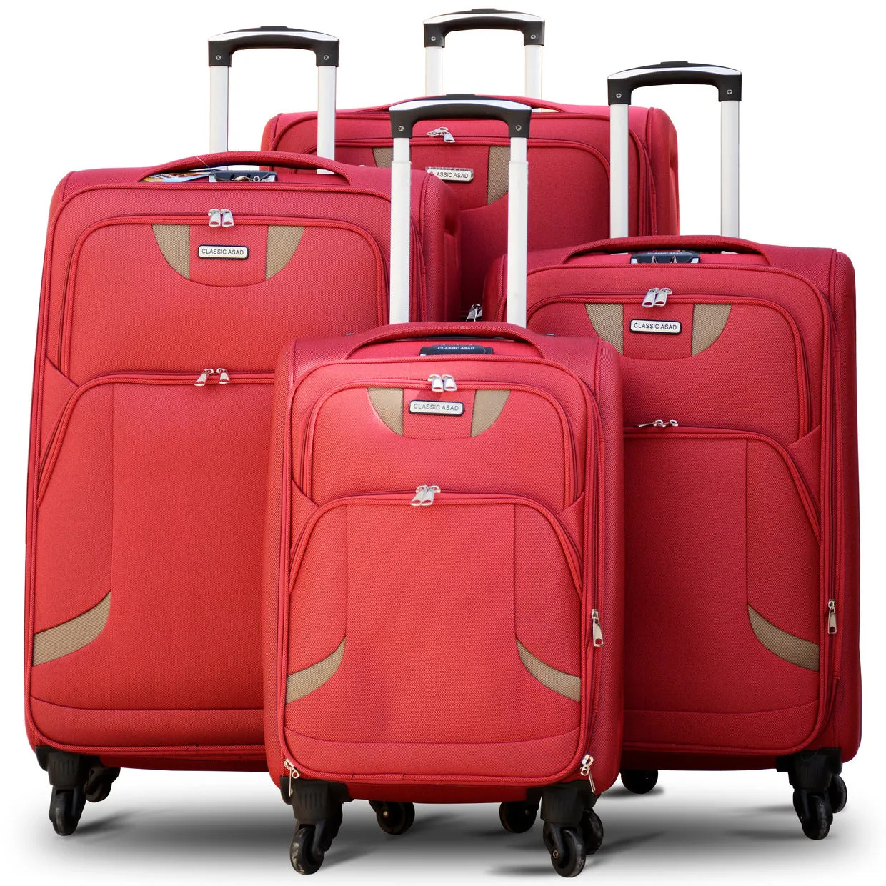 Soft Material Soft Shell Lightweight 4 Pcs Set 20, 24, 28 and 32 Inches Luggage Bag | 4 Wheels | New Ace Best Red