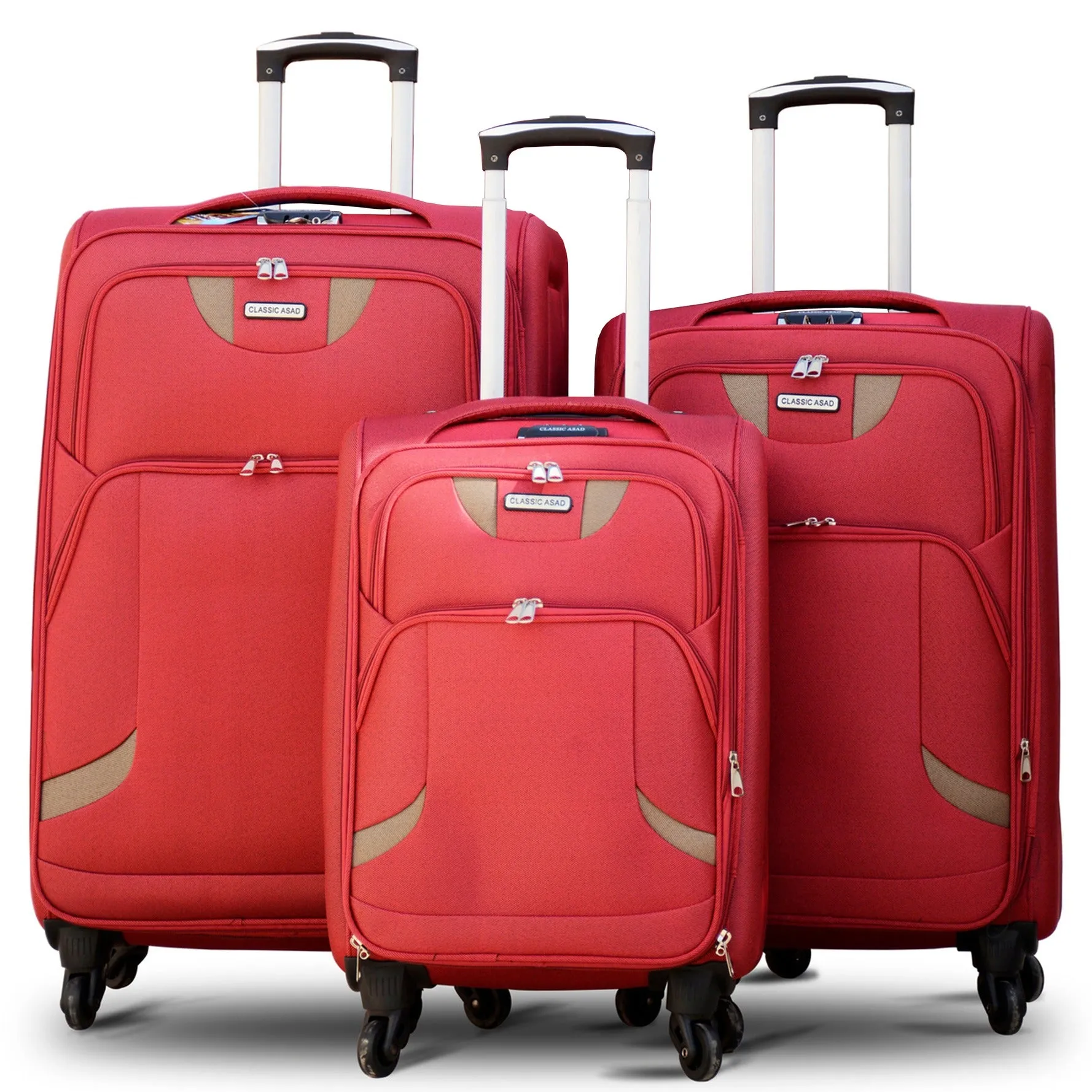 Soft Material Soft Shell Lightweight 4 Pcs Set 20, 24, 28 and 32 Inches Luggage Bag | 4 Wheels | New Ace Best Red