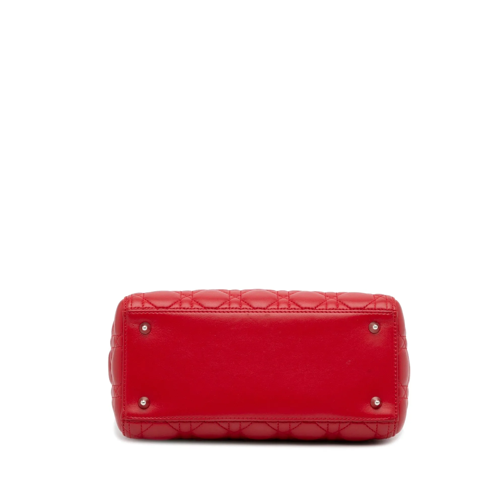 Trendy Inspired Dior Lady Dior Medium Red Cannage Quilted Leather Silver