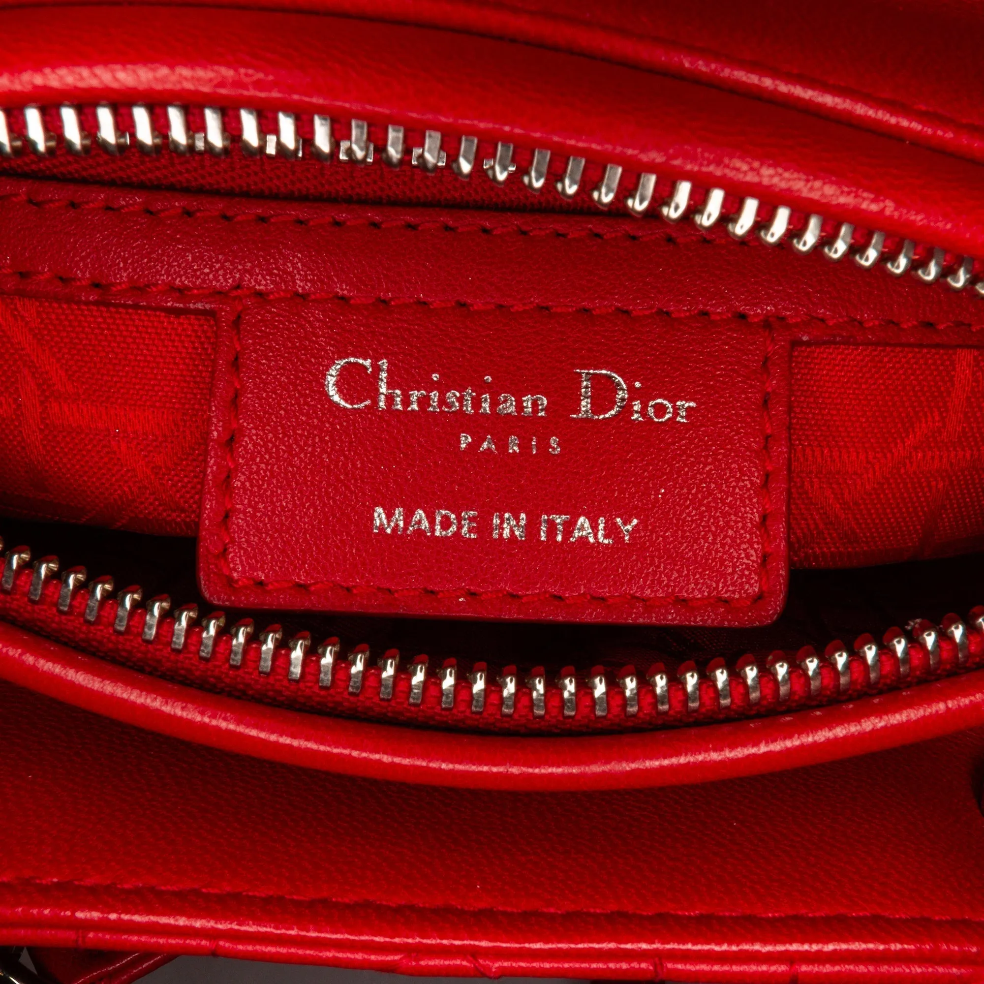 Trendy Inspired Dior Lady Dior Medium Red Cannage Quilted Leather Silver