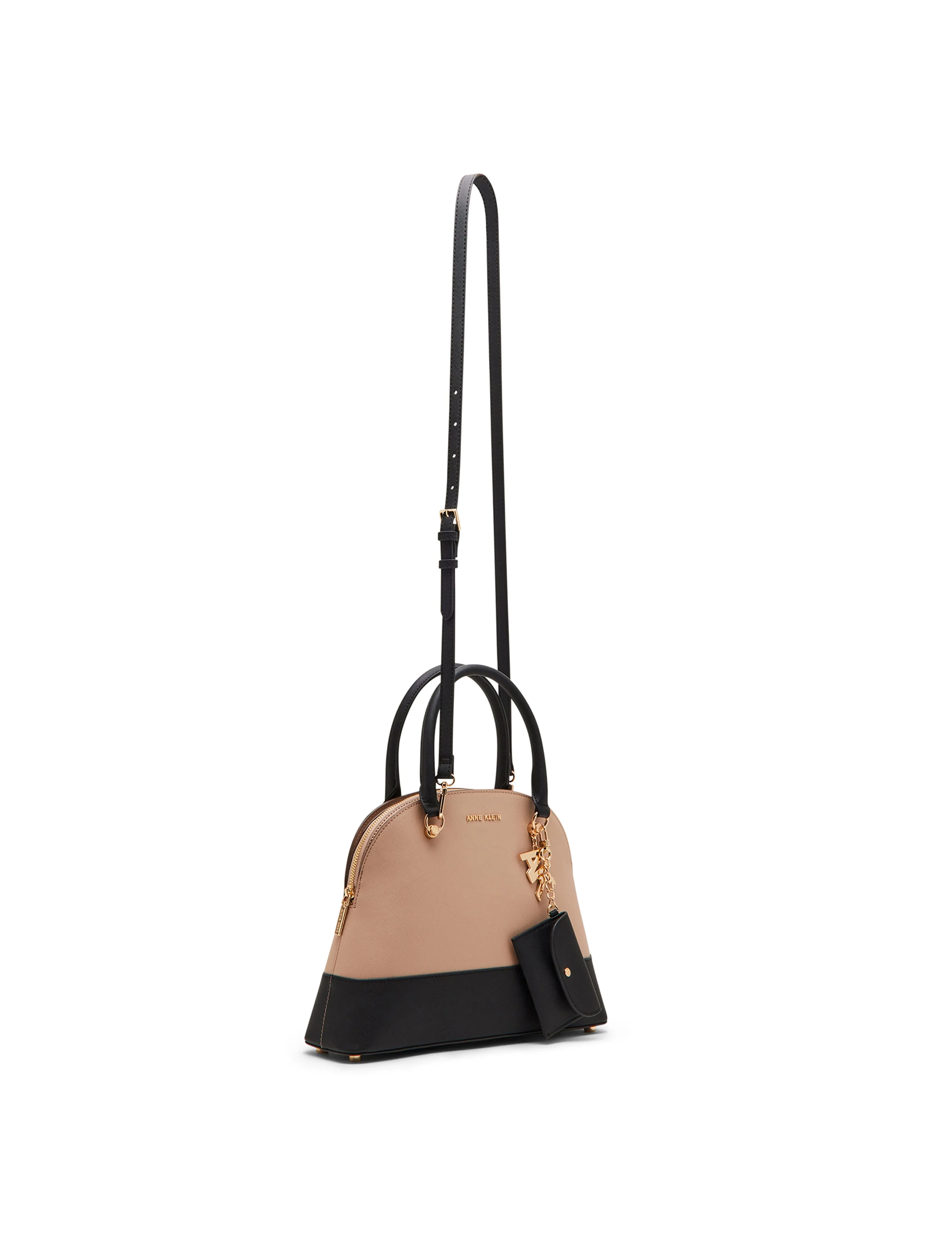 Triple Compartment Dome Satchel With Card Case