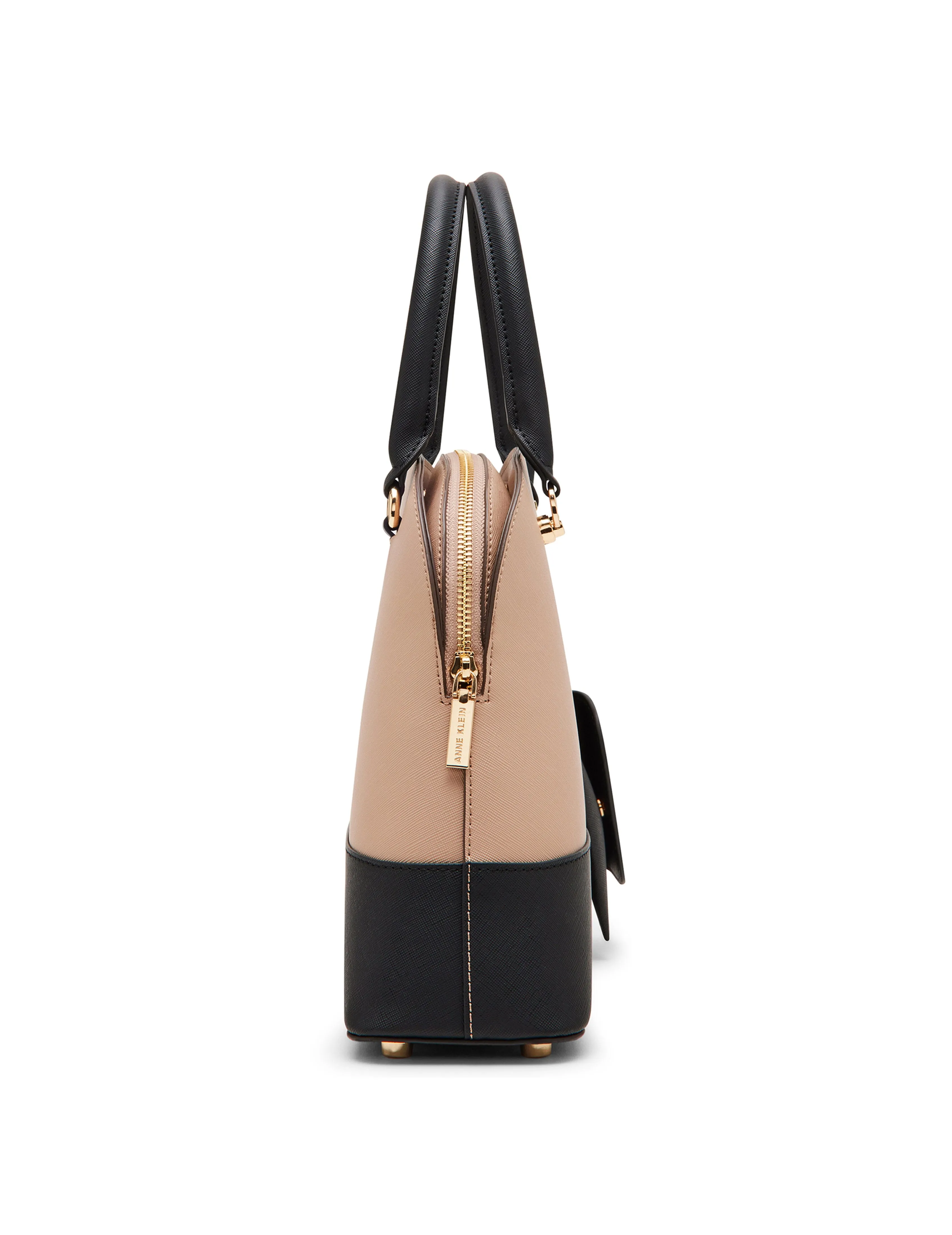 Triple Compartment Dome Satchel With Card Case