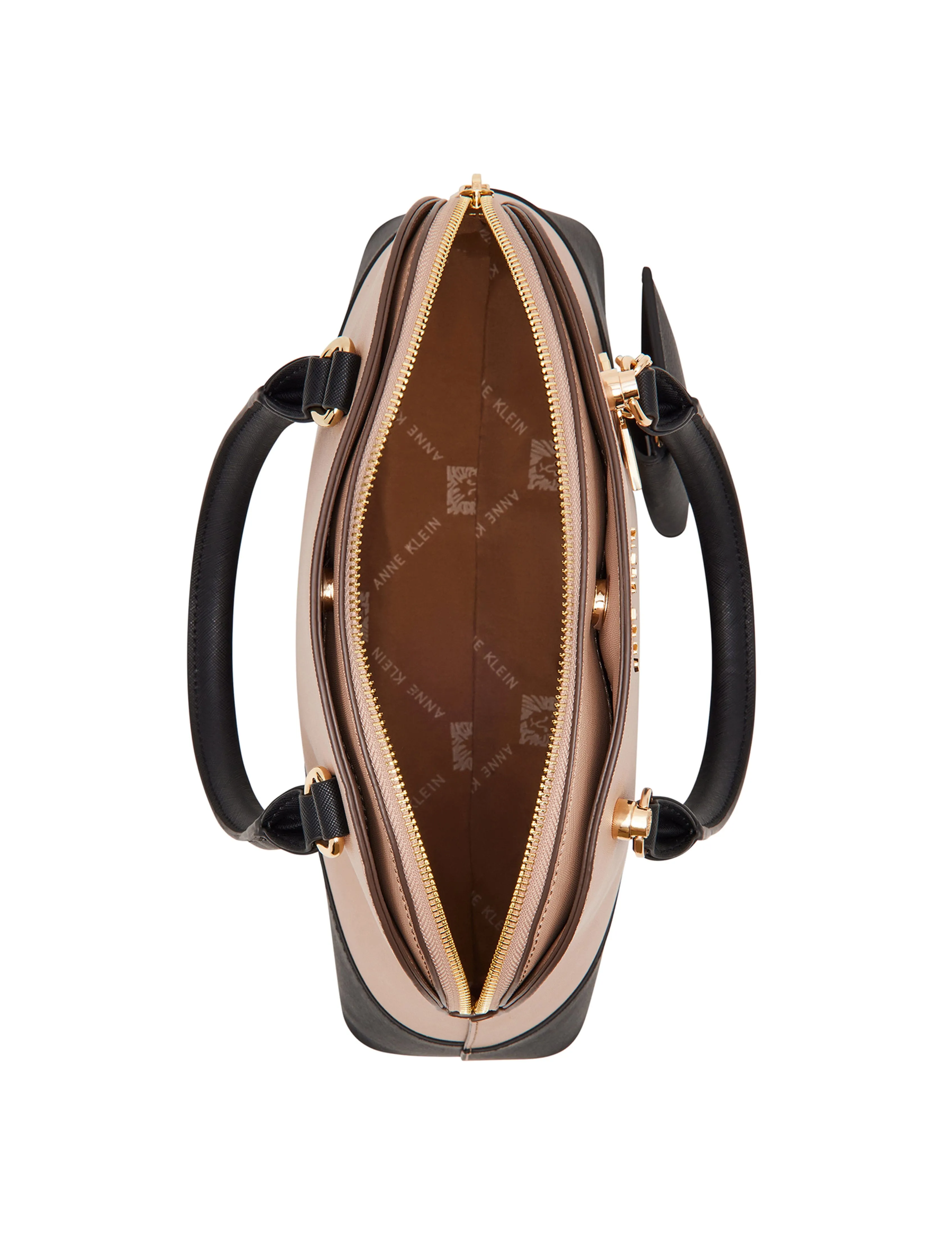 Triple Compartment Dome Satchel With Card Case