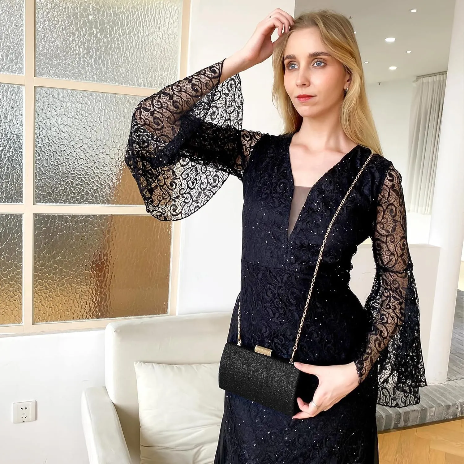 UBORSE Evening Bag Lace Clutch Purse for Women Formal Elegant Envelope Wedding Party Cocktail Crossbody Shoulder Bag