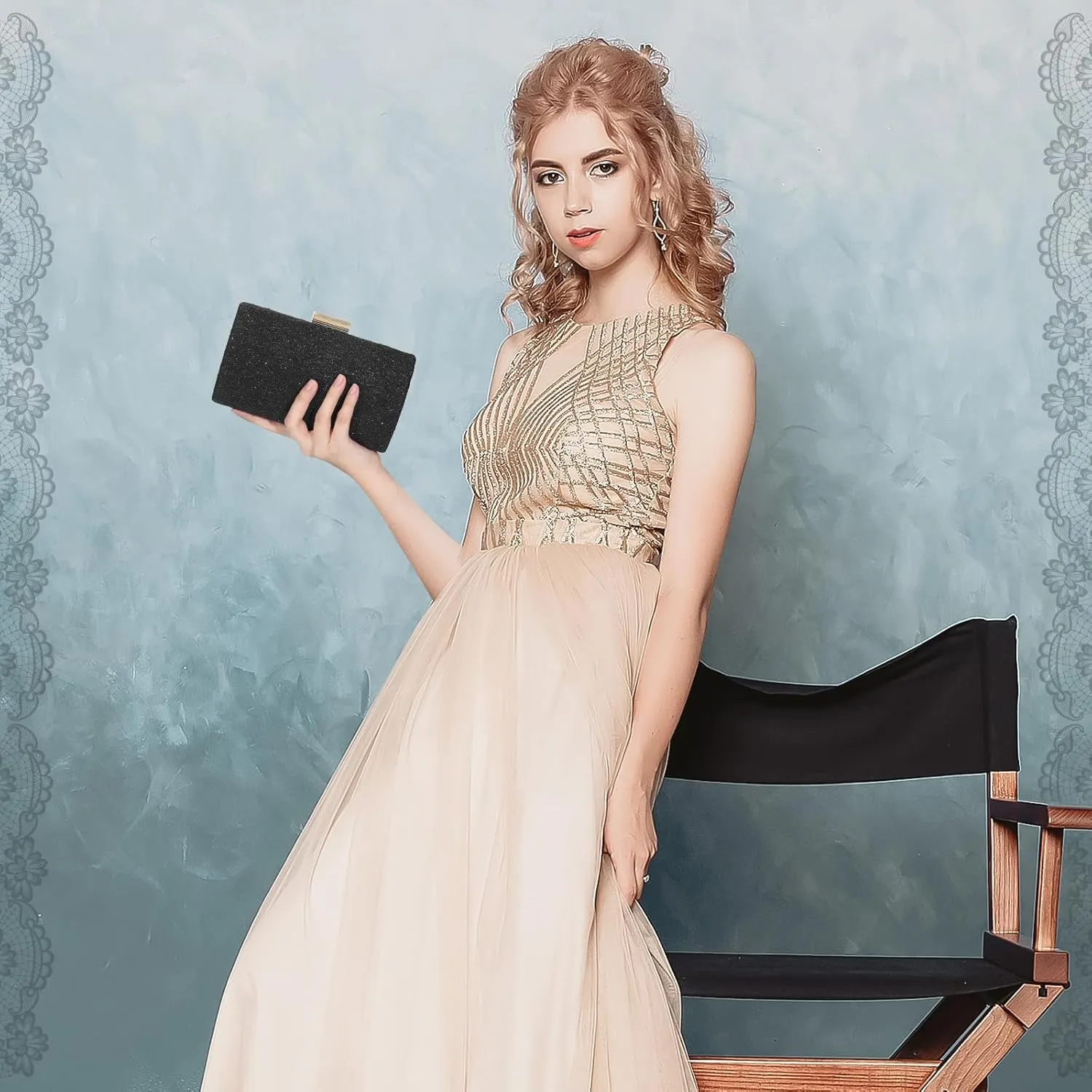 UBORSE Evening Bag Lace Clutch Purse for Women Formal Elegant Envelope Wedding Party Cocktail Crossbody Shoulder Bag