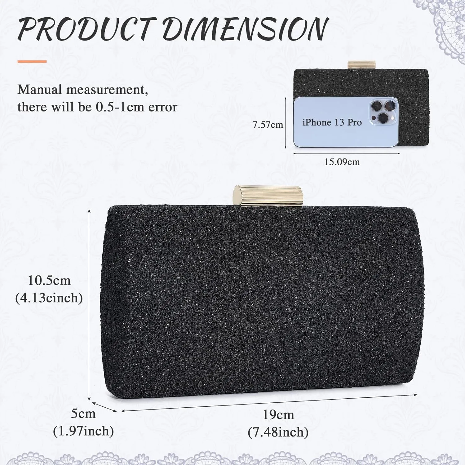 UBORSE Evening Bag Lace Clutch Purse for Women Formal Elegant Envelope Wedding Party Cocktail Crossbody Shoulder Bag