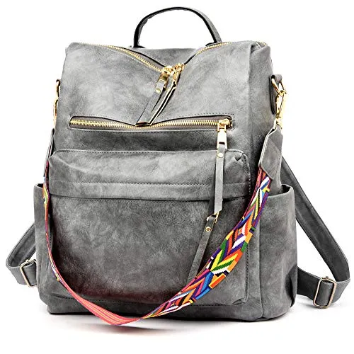 Women's Grey Fashion Backpack, Handbag and Shoulder Bag