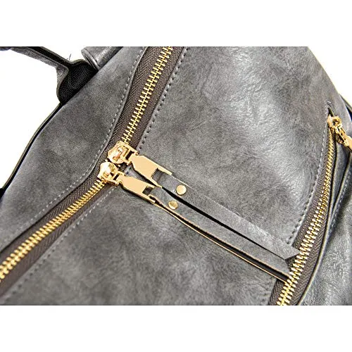 Women's Grey Fashion Backpack, Handbag and Shoulder Bag