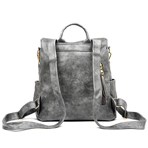 Women's Grey Fashion Backpack, Handbag and Shoulder Bag