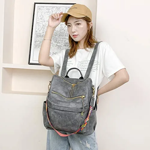 Women's Grey Fashion Backpack, Handbag and Shoulder Bag