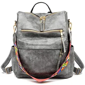 Women's Grey Fashion Backpack, Handbag and Shoulder Bag