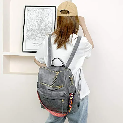 Women's Grey Fashion Backpack, Handbag and Shoulder Bag