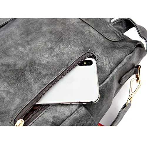 Women's Grey Fashion Backpack, Handbag and Shoulder Bag