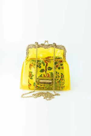 Yellow Afsar Clutch & Pouch Set