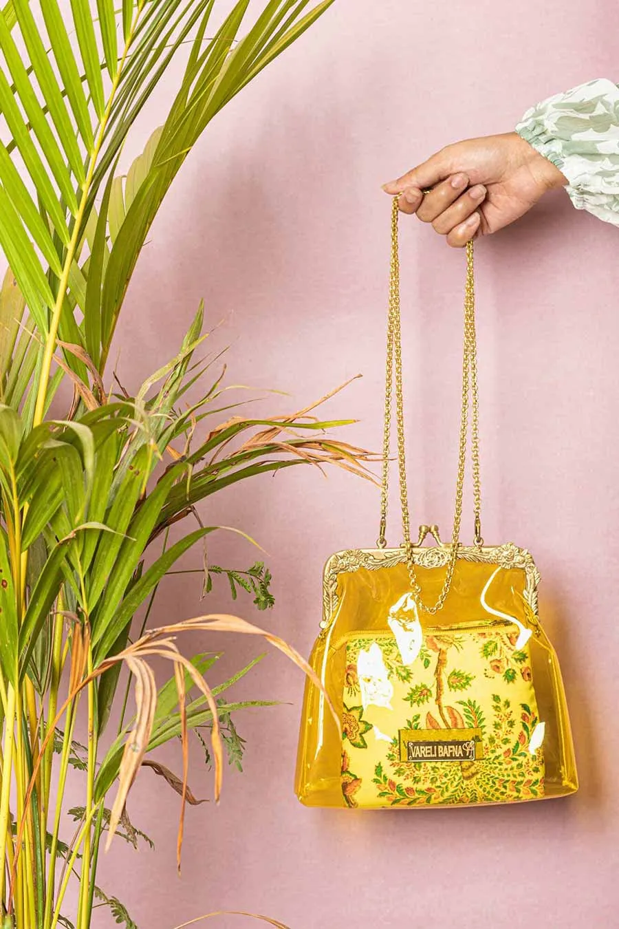 Yellow Afsar Clutch & Pouch Set